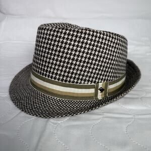Peter Grimm Chevron Houndstooth Classic Fedora Trilby Size S/M NOS Rare! fb